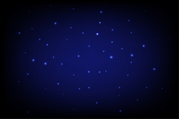 Digital starfield filled with glowing blue particle,representing data nodes in virtual galaxy.Symbolizes deep space exploration,quantum network,vastness of digital information in futuristic technology