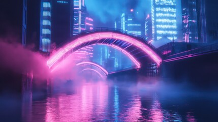 Neon Lights Cityscape Abstract