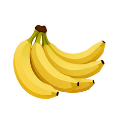 Cartoon Banana Bunch, Yellow Fruit, Healthy Food, transparent background.