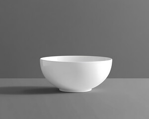 Empty white bowl on gray surface