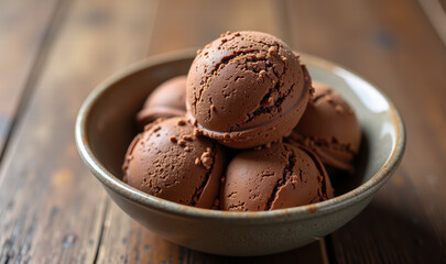 Indulge in this delicious bowl of chocolate ice cream, perfect for dessert menus, sweet treats, and gourmet food promotions. A visual delight for any dessert lover!