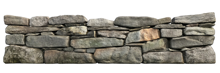 Wall of stone shell rock isolated on transparent background 