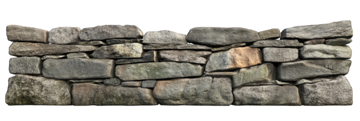 Wall of stone shell rock isolated on transparent background 