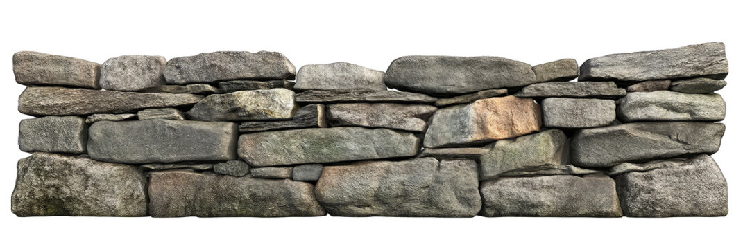Wall of stone shell rock isolated on transparent background 