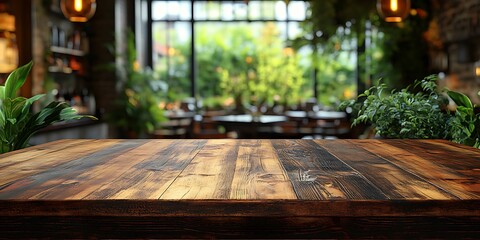 Empty Wooden Table Cafe Background