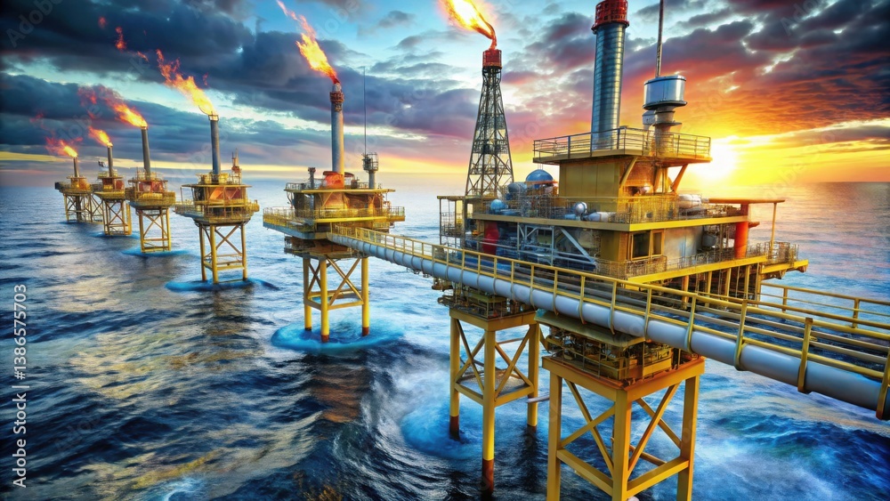 Poster advanced sensors monitoring intrusion on offshore oil platform at sea