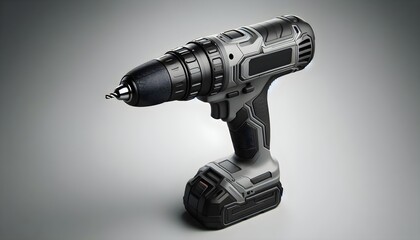 Fototapeta premium Modern power drill featuring ergonomic shape and gray body design without visible logo