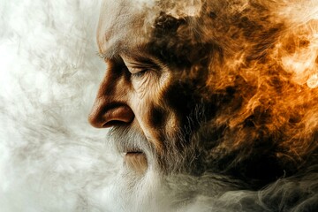 Dehydration - complication in old age: abstract image of health condition. Aging difficulties. Metaphorical dehydration physical senses, of a aging. Elderly rehabilitation. Sad old age.