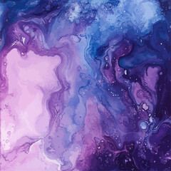 Abstract Fluid Art in Shades of Purple and Blue