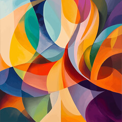 Obraz premium Abstract Geometric Shapes in Vibrant Color Palette