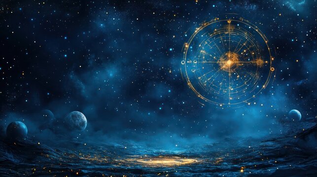 Celestial compass guiding cosmic journey; nebula backdrop, fantasy art