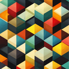 Abstract Geometric Colorful Cubes Pattern