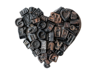 Pixel art heart in classic 8-bit style with visible square pixels on white background