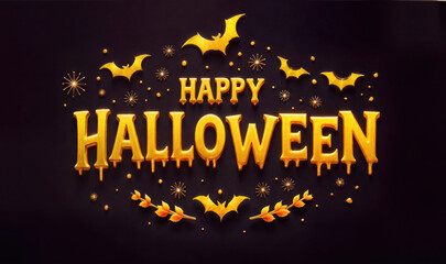 Celebrate Halloween with this vibrant "Happy Halloween" graphic featuring bats and festive elements, perfect for invitations, decorations, or social media posts.