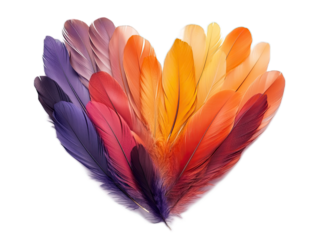 Neon glowing heart with blue and pink electric outline on white background