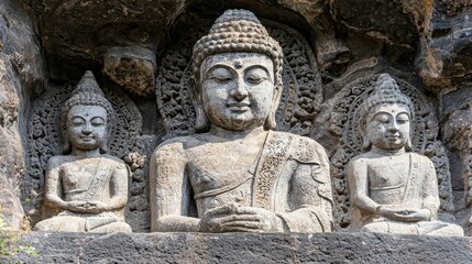 Ancient Stone Buddha Statues