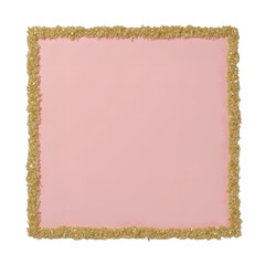 Fototapeta premium Pink Square with Gold Tinsel Border - transparent background