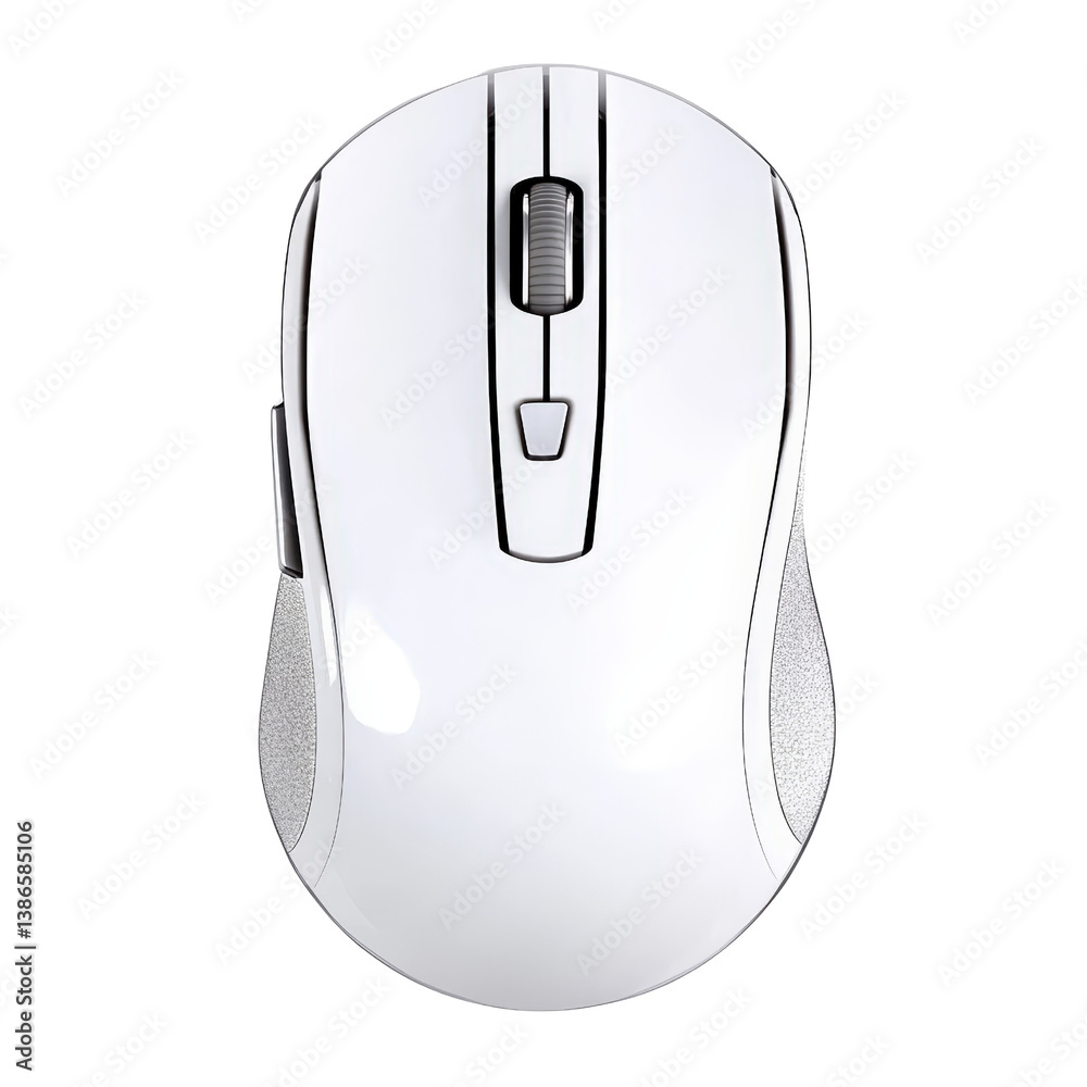 Poster computer mouse on a desk with a modern laptop and accessories for efficient work and productivity is