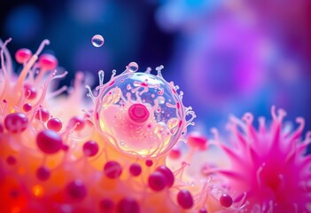 Microscopic view of plant cells undergoing biotransformation,  cellular biology,  chlorophyll