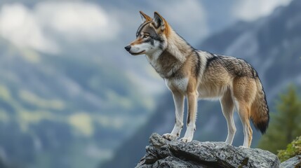 Majestic Wolf on Rocky Mountain