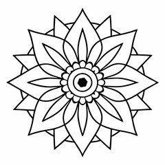 The black and white designs are based on geometric mandalas, an abstract ornamental style with radial symmetry.