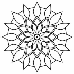 The black and white designs are based on geometric mandalas, an abstract ornamental style with radial symmetry.