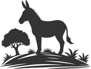 Donkey silhouette animal vector