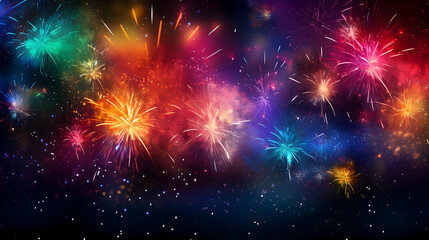 Fototapeta premium colorful fireworks on black background