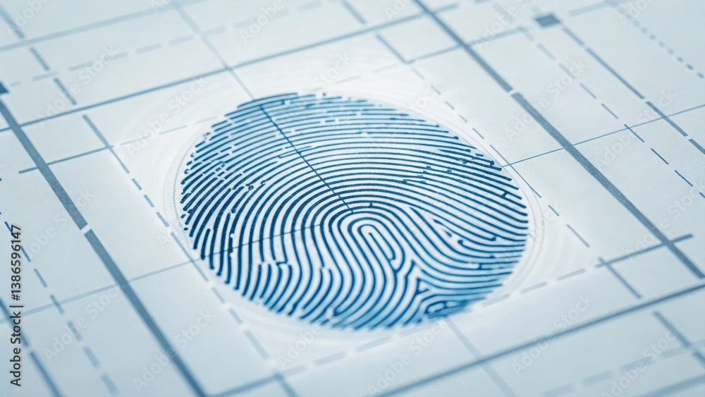 Poster active fingerprint scanner with encryption waves indicating enhanced security and data protection me