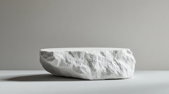 White rock podium, neutral background, product display