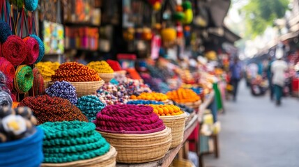 Vibrant Market with Colorful Goods