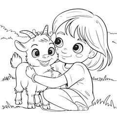 little girl with goat