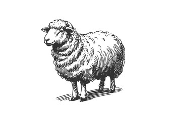 Merino Sheep hand drawn sketch vector illustration