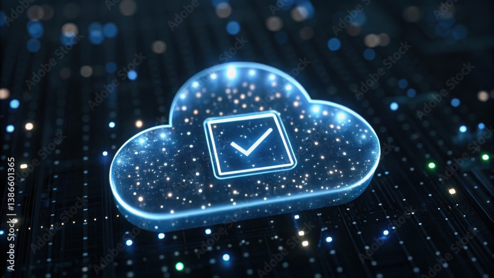 Poster cloud with clock symbolizing time management and scheduling in a digital environment concept