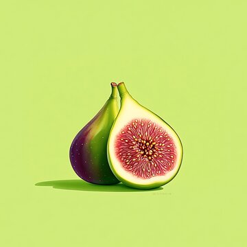 recommend clip art: Juicy Fig Fruit Cut in Half Art