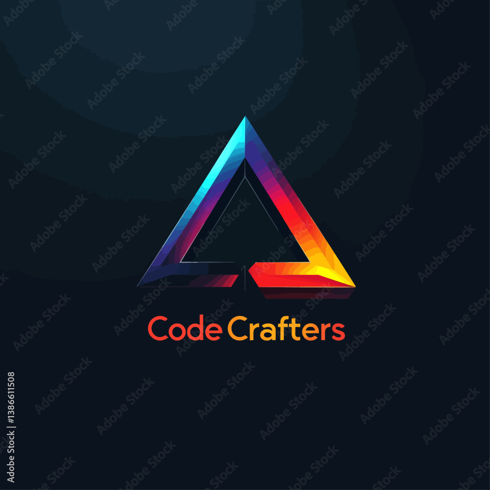 Poster code crafters logo design with gradient triangle element