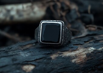 Dark Ring on Wood Background