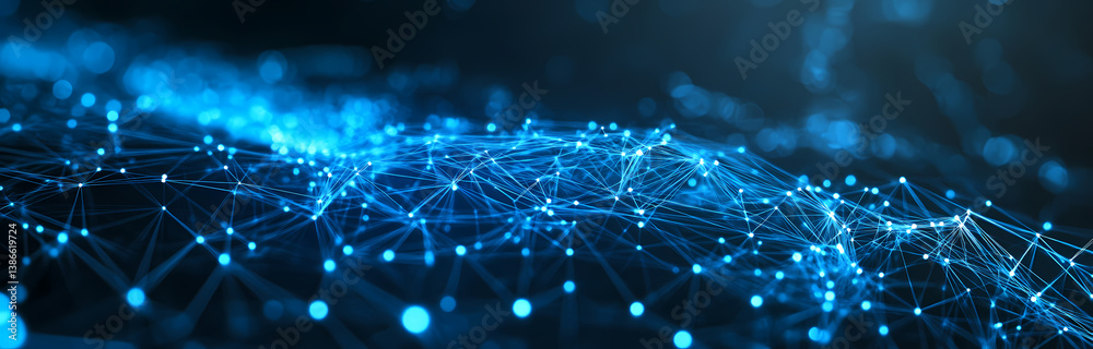 Aufkleber digital network: an abstract representation of a complex digital network, composed of interconnected