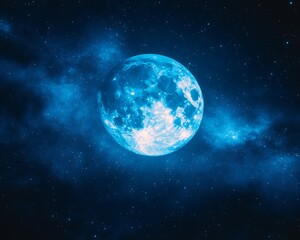 Obraz premium Full Moon, Starry Night Sky