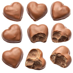 Obraz premium An adorable arrangement of chocolate hearts perfect for celebrations, gifts, or sweet treats on a vibrant background isolated on transparent background..
