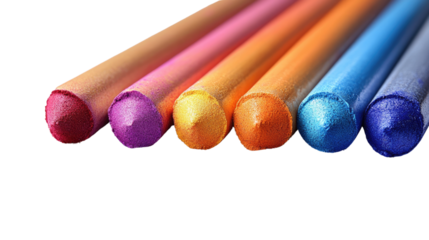 Colorful Pencils on Display: A close-up captures a set of vibrant, freshly sharpened colored pencils, their tips gleaming with an array of rich hues.