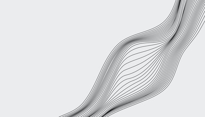 Fototapeta premium Curved grid mesh in motion with white lines on dark backdrop