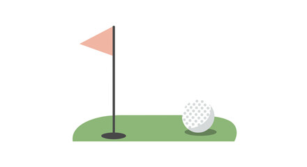 Obraz premium Golf ball near flag on green field in a colorful style 