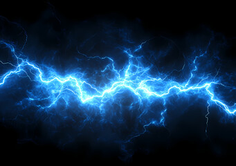 Electric Blue Display: A striking image capturing the power and energy of a vibrant, electric blue lightning strike, against a dramatic dark backdrop.