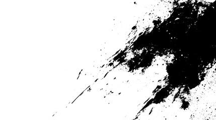 Dynamic Black Paint Brush Stroke Texture on White Background, Abstract Art Design