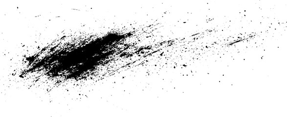Dynamic Black Paint Splatter Stroke on White Background, Abstract Grunge Design