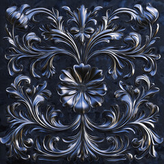 Thai textile motifs rendered in 3D chrome on dark velvet texture.