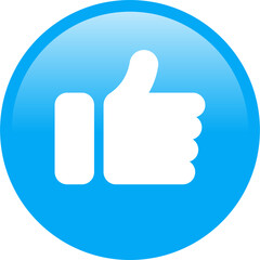 glossy thumbs up icon vector. like, favorite, follow