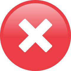 glossy cross icon vector. no, false