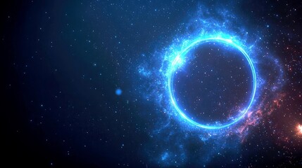 Naklejka premium Cosmic Circle: A Glowing Nebula in the Vast Universe. Celestial art, cosmic background, space exploration, astronomy, galaxy, stars, nebula, night sky.